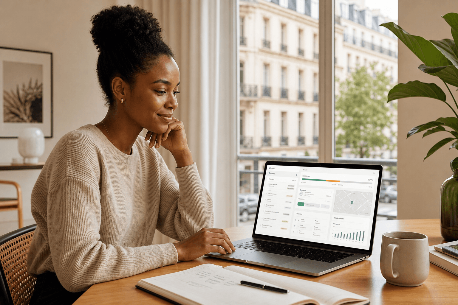 Founder abroad running a business back home from a remote workspace